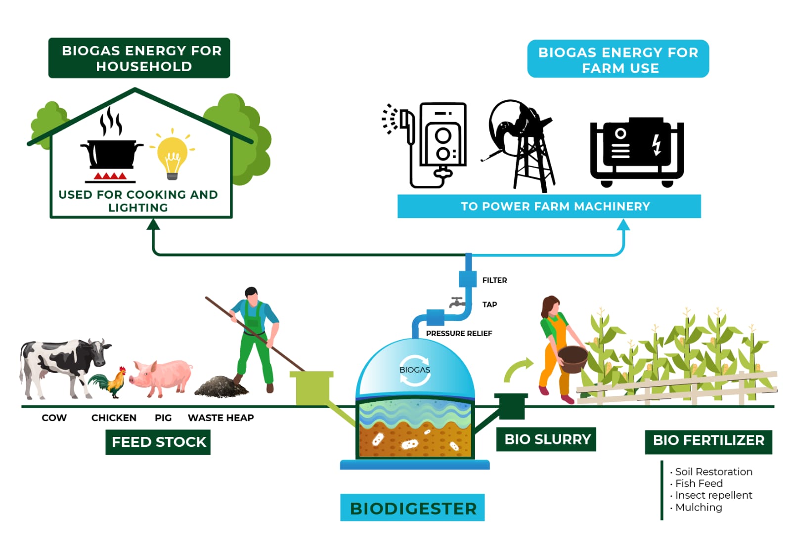 Biogas energy flow diagram